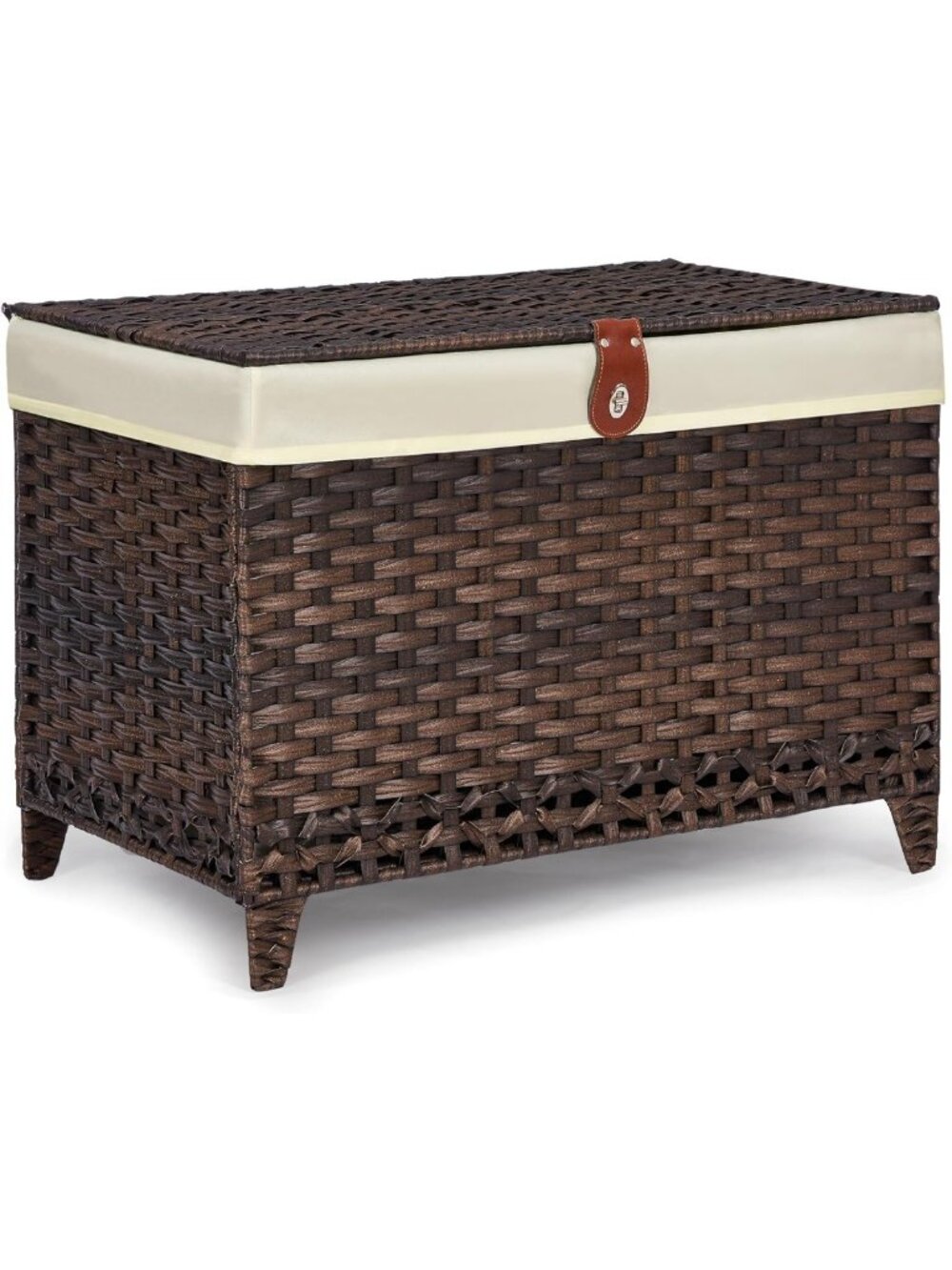 Large Wicker Storage Basket with Lid, 160L Organizer with Removable Liner Bag